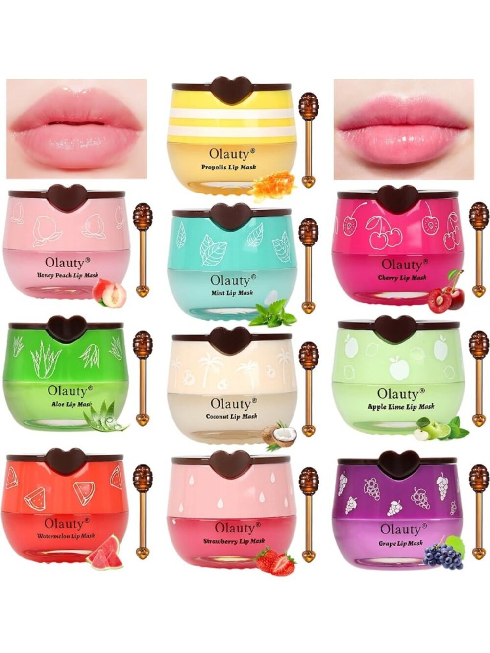 Honey Lip Balm Set, 10 PCS Christmas Lip Masks, Moisturizing Gifts for Women